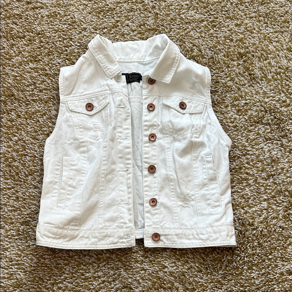 Kids Classic White Denim Vest